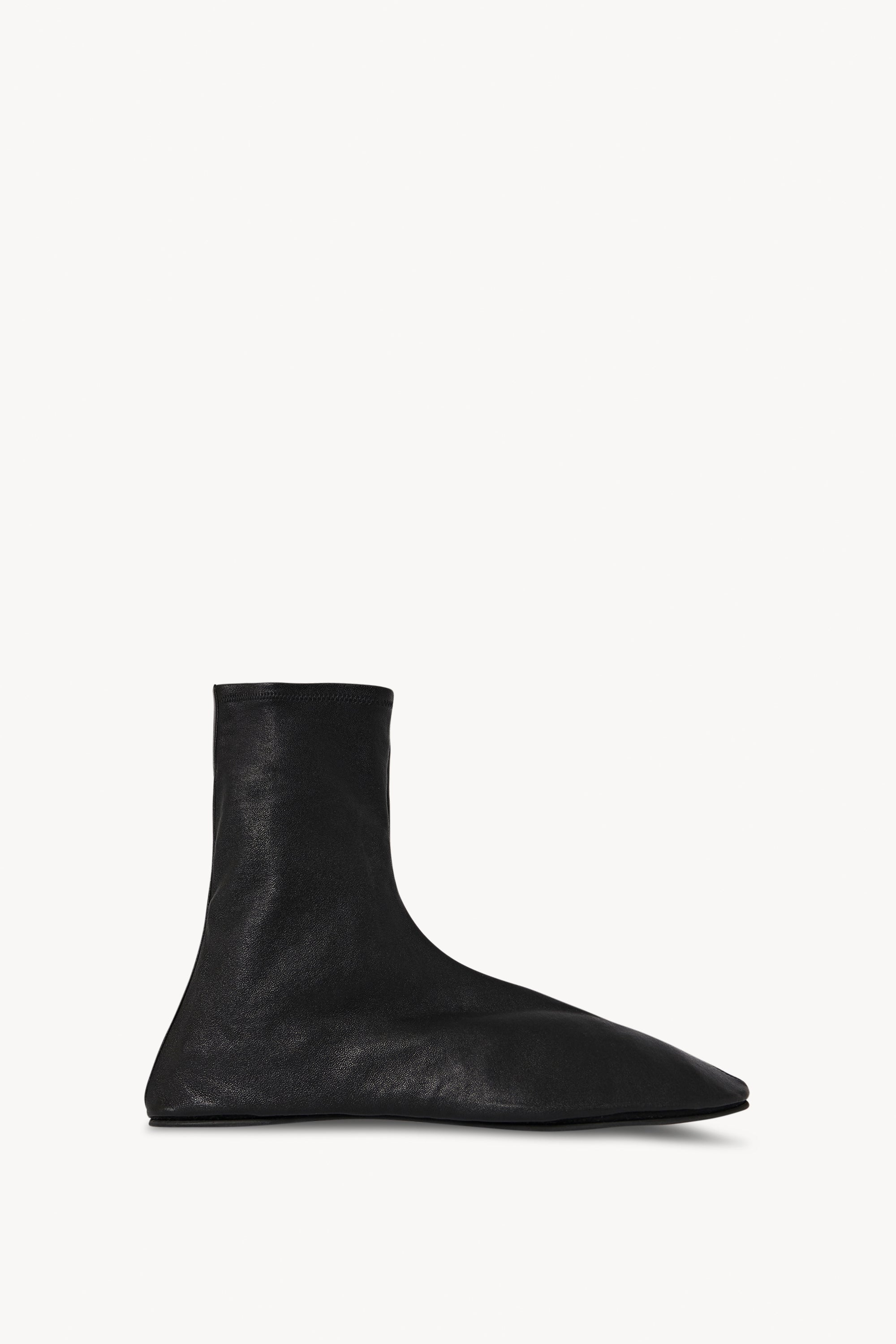 The Row Leather Mid Sock Boots Black