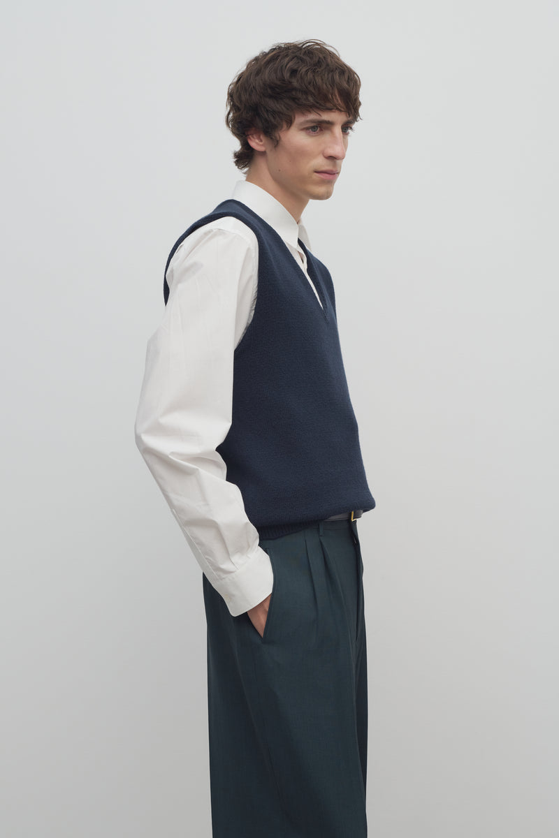 Cowen Vest in Virgin Wool and Cotton