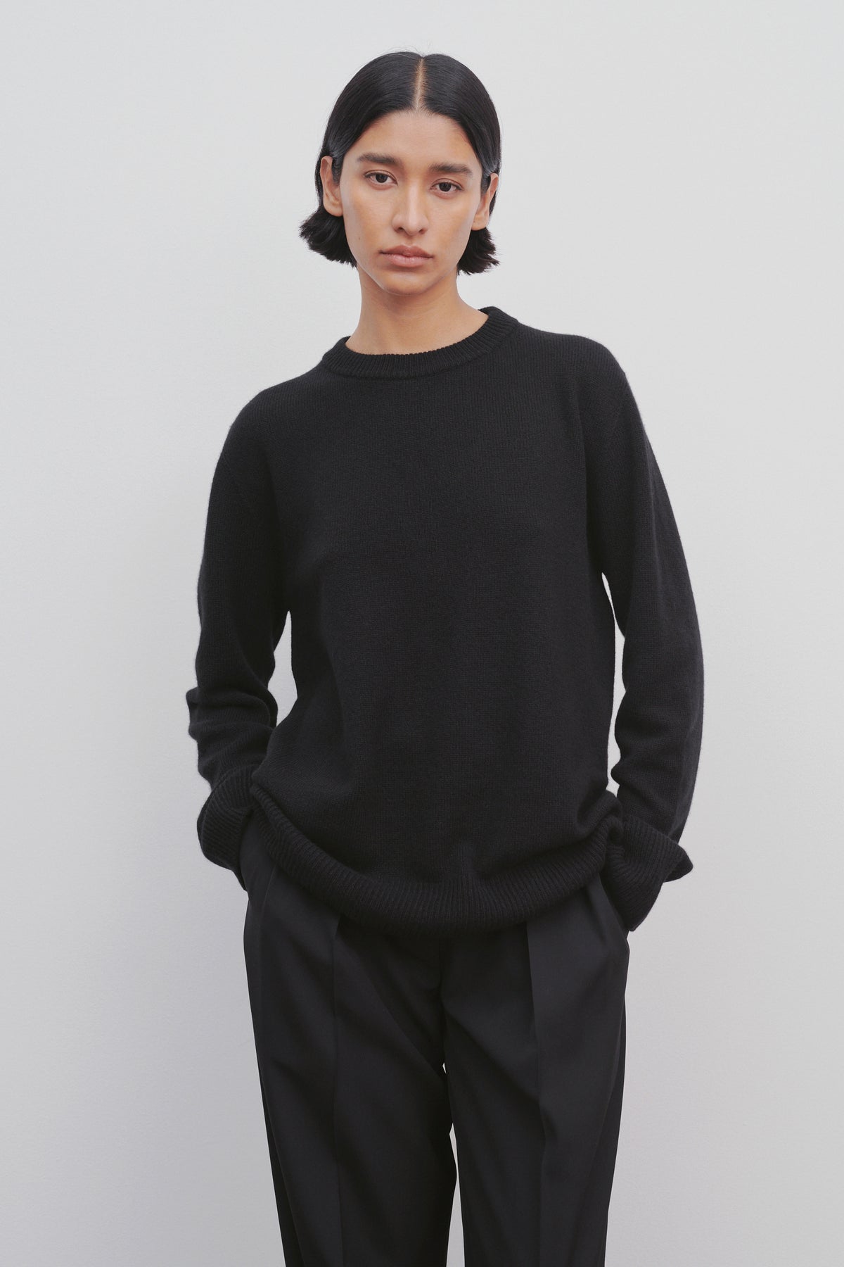 Sibem Top Black in Wool and Cashmere – The Row