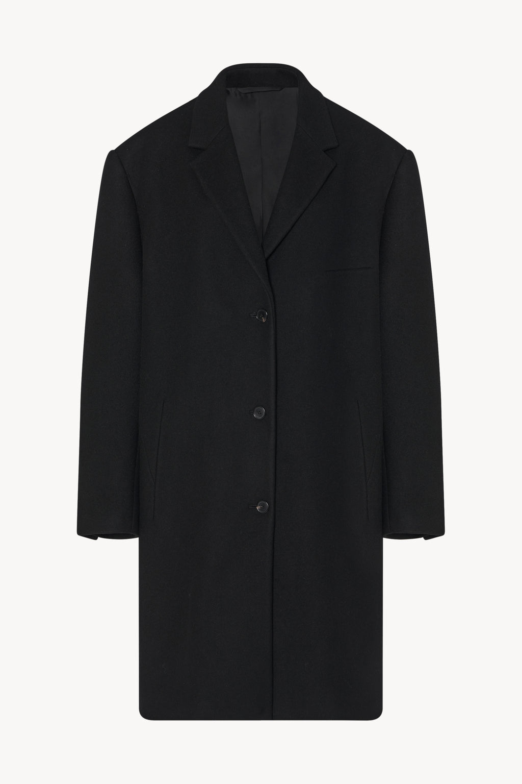 Ardon Coat Black in Virgin Wool and Cashmere – The Row
