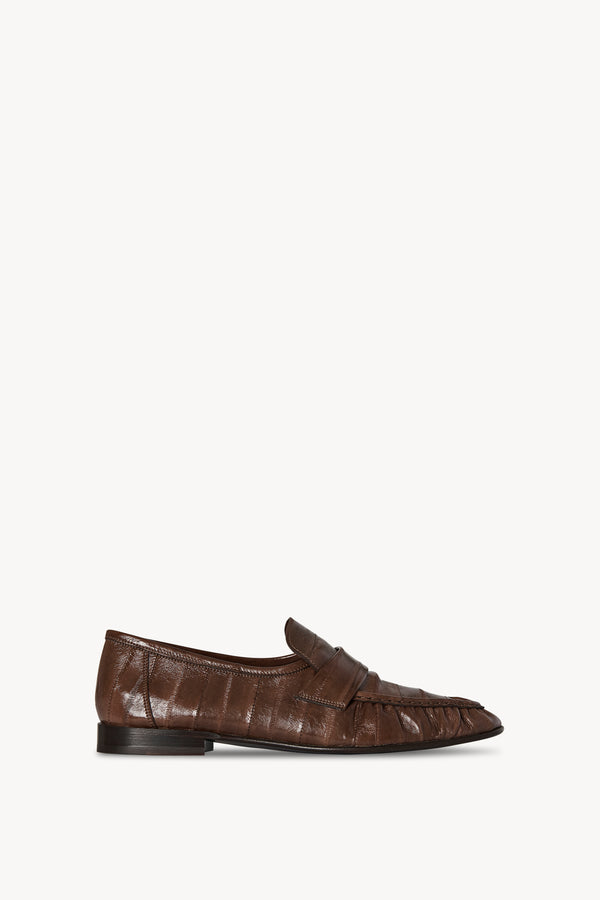 FLAT LEATHER LOAFERS - Brown