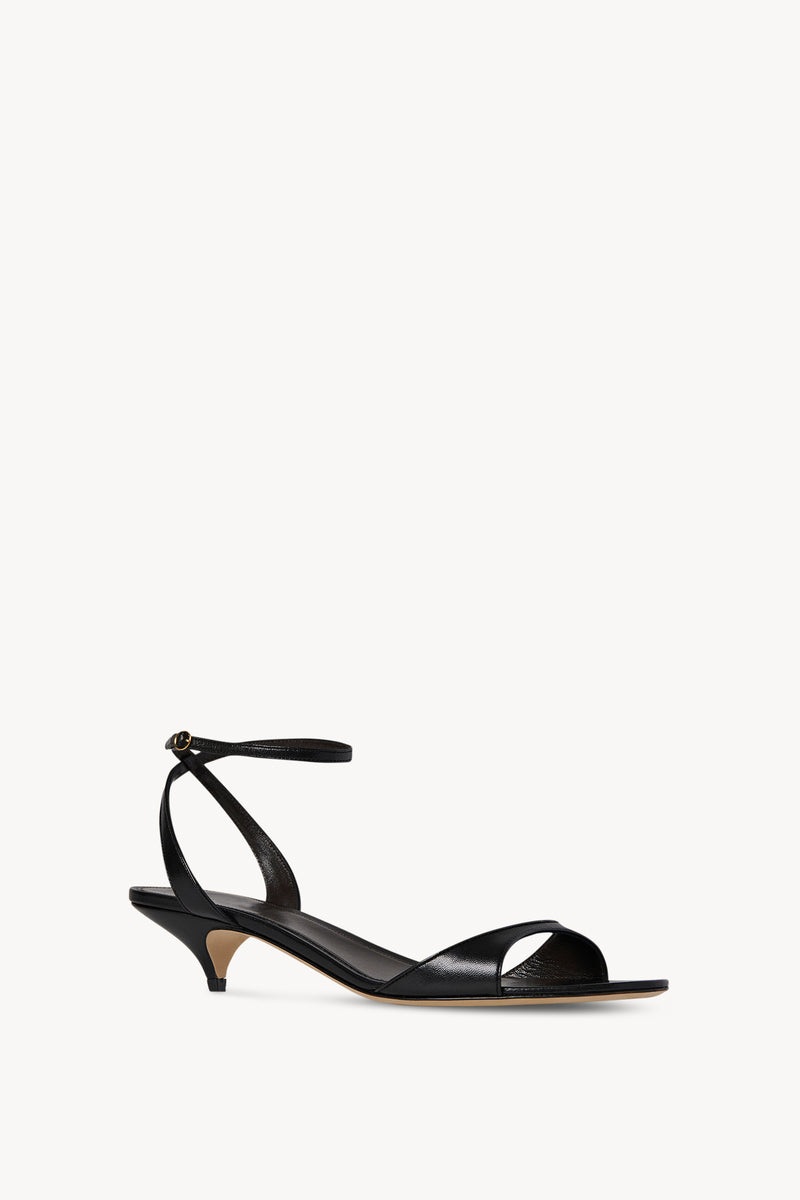 Vika Ankle Strap Kitten Heel in Leather