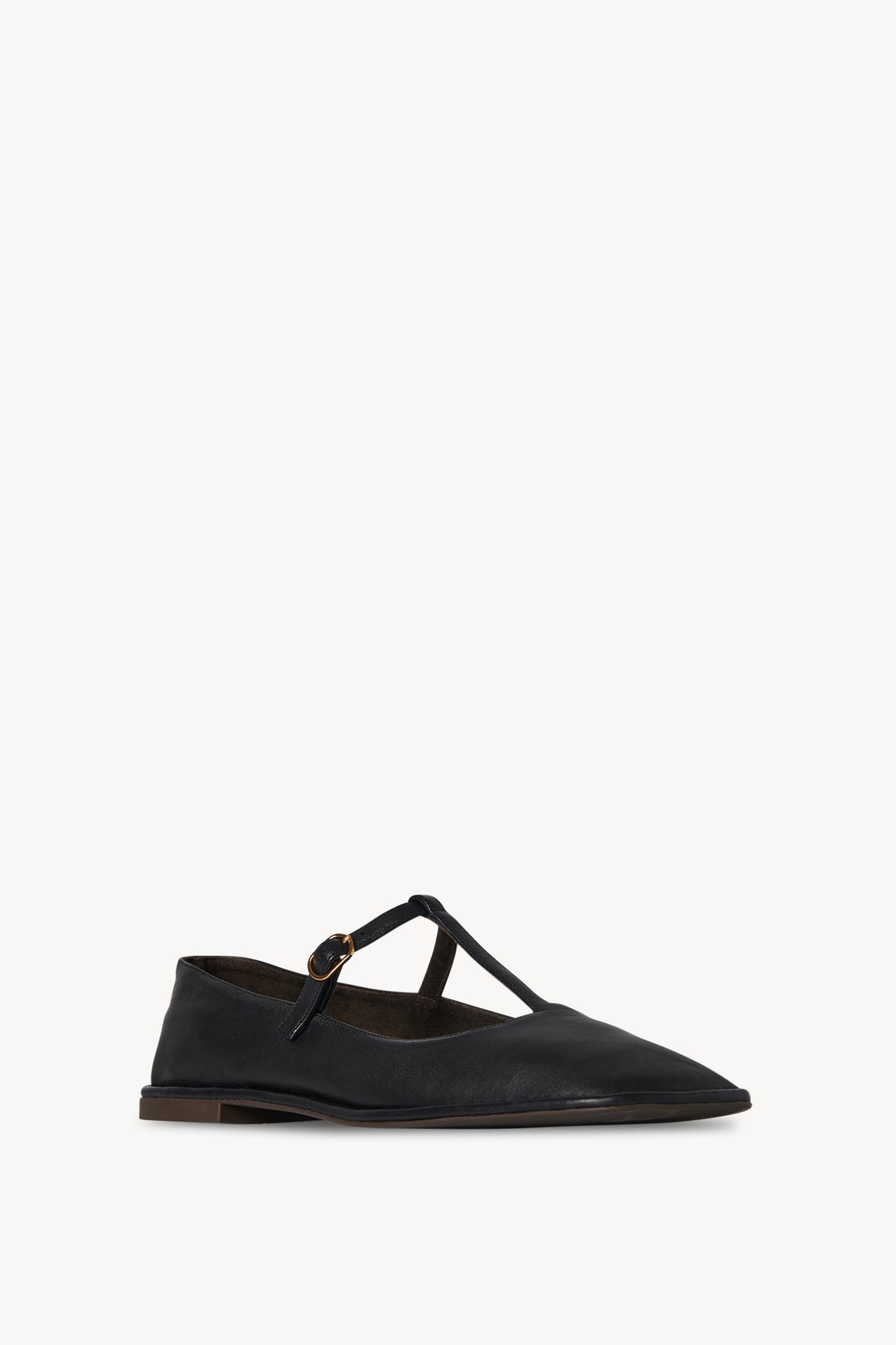 Square T-Strap Flat in Leather