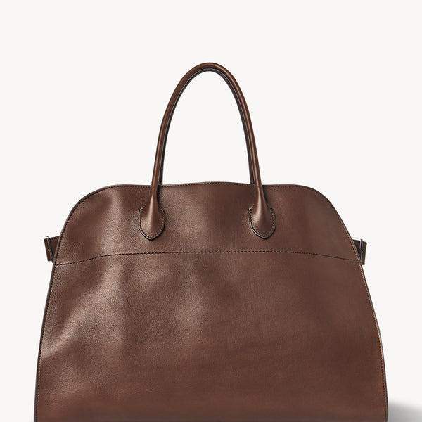 The Row Margaux 17 Large Leather Tote Bag in Brown