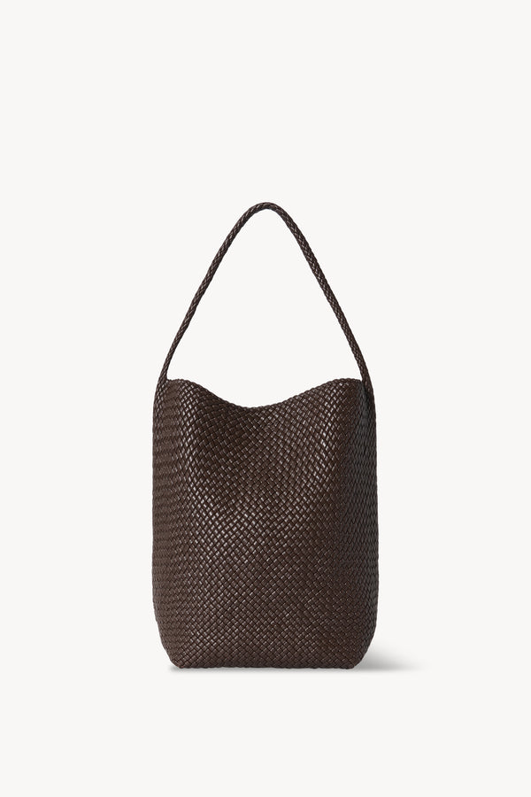 Medium Woven N/S Tote Borsa in Pelle