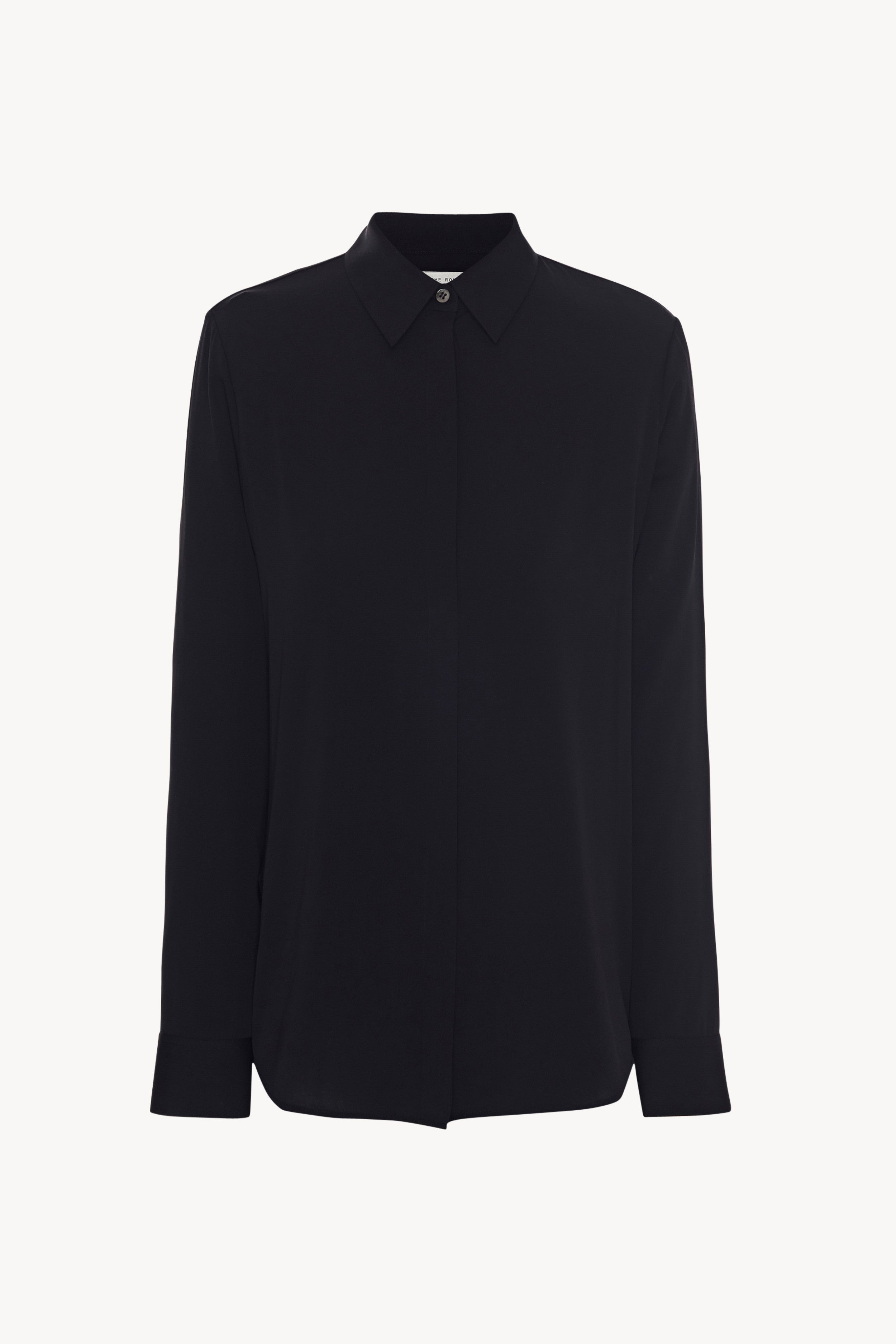 Petah Shirt Black in Stretch Silk – The Row