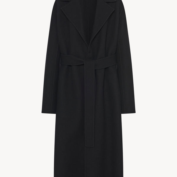 Malika Coat Black in Wool and Cashmere – The Row