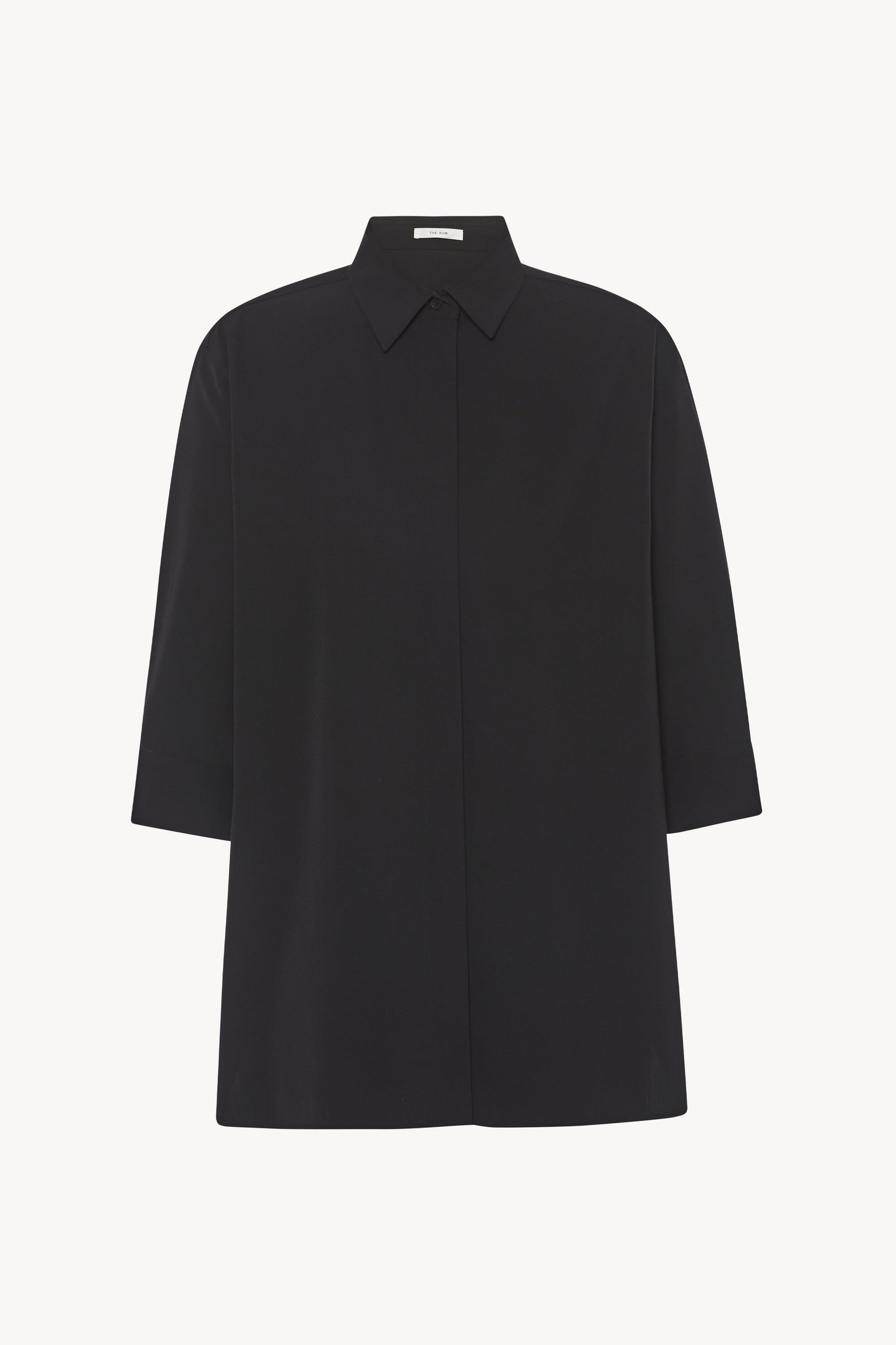 Elada Shirt Black in Viscose and Wool – The Row